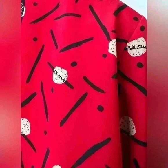 Vintage Liz Baker Red and Black Polka Dot Button Up Blouse Retro Eclectic 14 - Picture 12 of 12